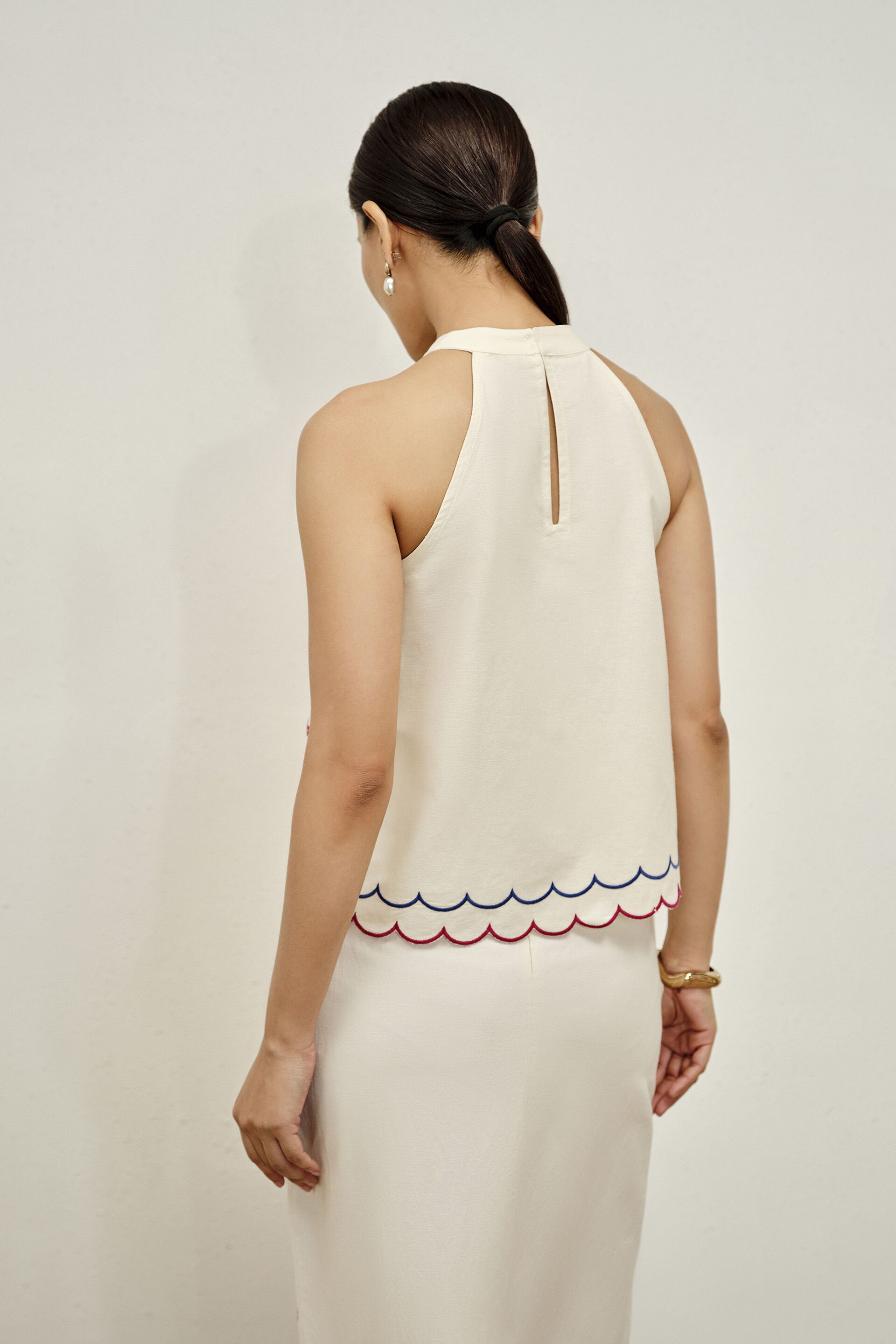 Tulip Wrap Halter Neckline Top in Natural, Natural, image 5